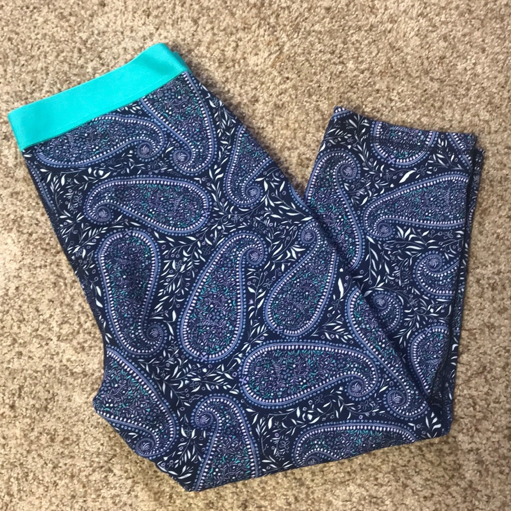 Paisley Workout Leggings Capri Length